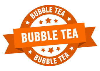 bubble tea round ribbon isolated label. bubble tea sign