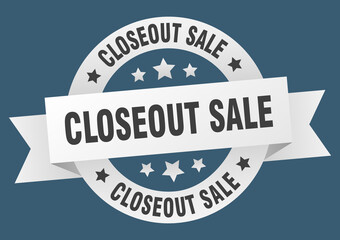closeout sale round ribbon isolated label. closeout sale sign