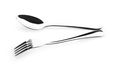 stainless steel spoon isolated on white