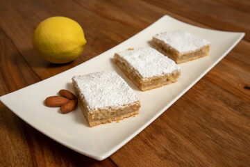 three slices of homemade lemon pie.