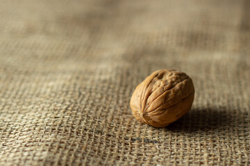 walnuts on jute fabric