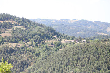 Obraz premium Rural Landscape in the early Morning in the Ardeche, France