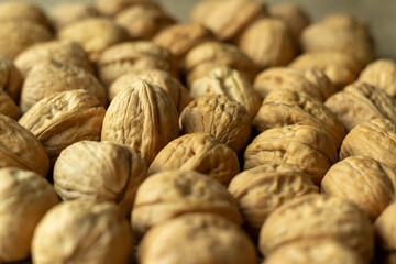 walnuts on jute fabric