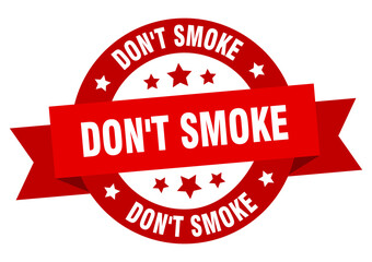 don't smoke round ribbon isolated label. don't smoke sign