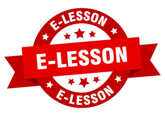 e-lesson round ribbon isolated label. e-lesson sign