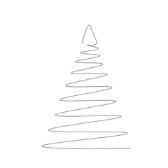 Fototapeta na wymiar Christmas tree silhouette line drawing. Vector illustration