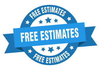 free estimates round ribbon isolated label. free estimates sign