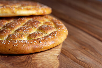 Naklejka na ściany i meble traditional home made turkish bread.