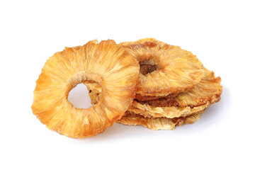 Slices of dried pineapple isolated on white