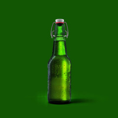 Cold Beer Green Bottle Back Mockup
