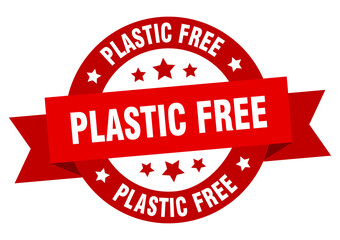plastic free round ribbon isolated label. plastic free sign