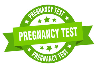 pregnancy test round ribbon isolated label. pregnancy test sign