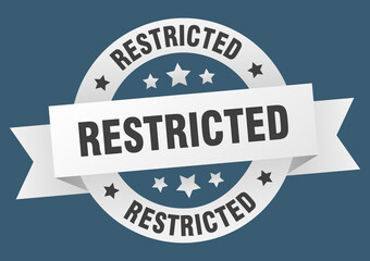 restricted round ribbon isolated label. restricted sign