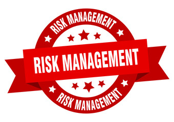 risk management round ribbon isolated label. risk management sign