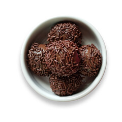 Brigadeiro. Traditional Brazilian sweet. Isolated on white background.