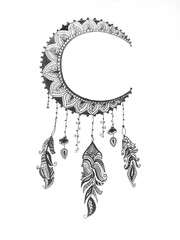 black and white dream catcher.