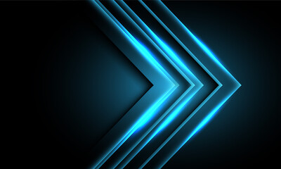 Abstract blue neon light arrow direction on black design modern futuristic technology background vector illustration.