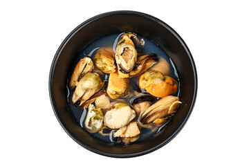 canned mussels in a plate