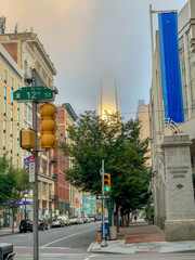 Foggy Philadelphia cityscape