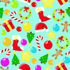 seamless pattern christmas toys, vector art