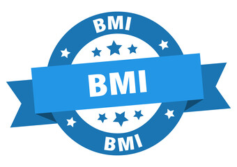 bmi round ribbon isolated label. bmi sign