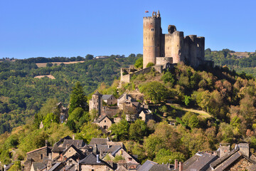 Château de Najac (12270) sur sa colline, département de l'Aveyron en région Occitanie, France