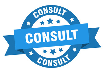 consult round ribbon isolated label. consult sign