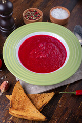 gazpacho soup in a plate