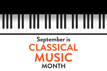 Fototapeta premium September is classical music month. Holiday concept. Template for background, banner, card, poster with text inscription. Vector EPS10 illustration.