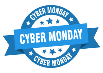 cyber monday round ribbon isolated label. cyber monday sign