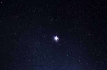 The bright planet Venus in the evening sky