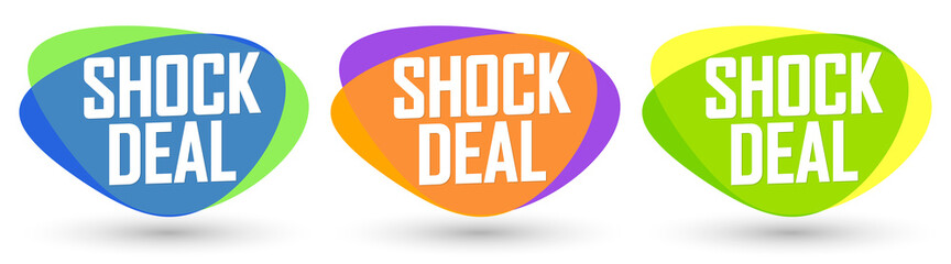 Shock Deal, set sale bubble banners design template, discount tags, vector illustration