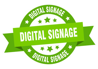 digital signage round ribbon isolated label. digital signage sign