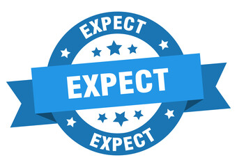 expect round ribbon isolated label. expect sign