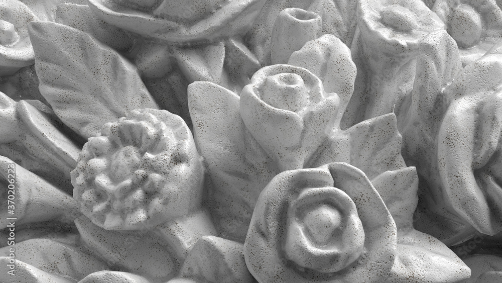 Poster 3d render of abstract statue element. elegant decorative background. closeup. ancient flower...