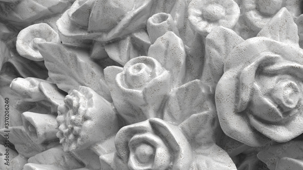 Poster 3d render of abstract statue element. elegant decorative background. closeup. ancient flower...