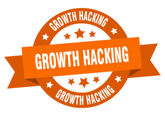 growth hacking round ribbon isolated label. growth hacking sign