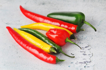 Different types of hot spicy pepper	
