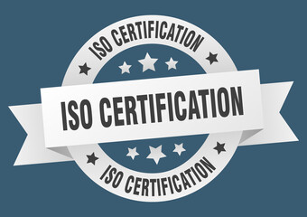 iso certification round ribbon isolated label. iso certification sign