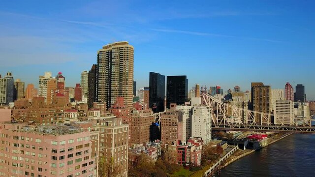 Aerial View Cornell Tech And The Queensboro Ed Koch Bridge