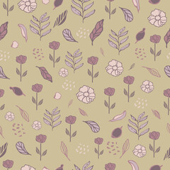 seamless pattern, floral ornament, yellow background