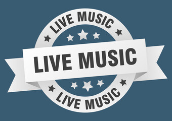 live music round ribbon isolated label. live music sign