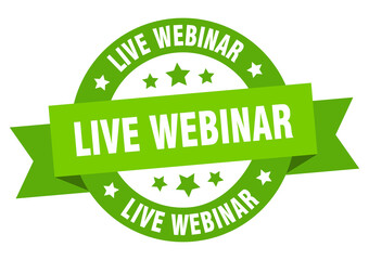 live webinar round ribbon isolated label. live webinar sign