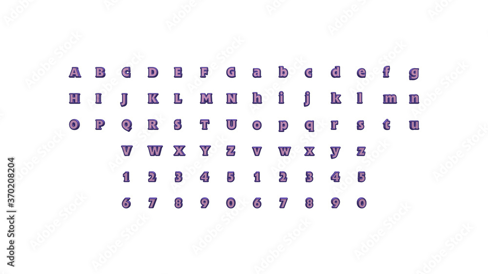 Poster full set of english letters in 3d illustrations separated to two sides for matching perspectives, li