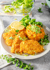 Crispy schnitzel with cornflakes