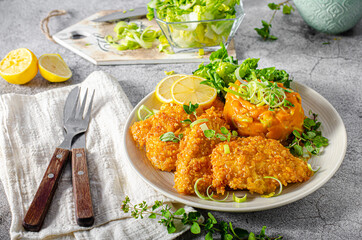 Crispy schnitzel with cornflakes