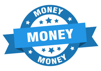 money round ribbon isolated label. money sign