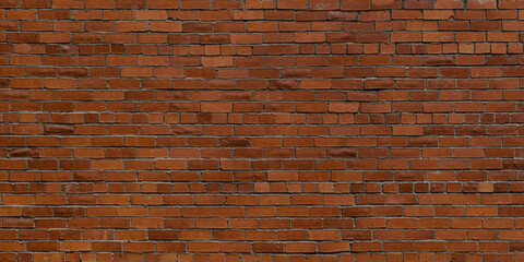 Exposed dirty vintage brick wall. Red brickwork texture banner.