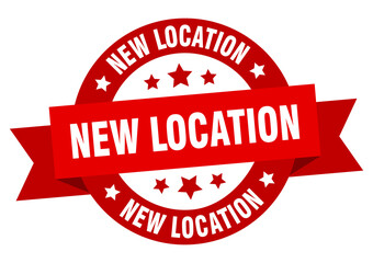 new location round ribbon isolated label. new location sign
