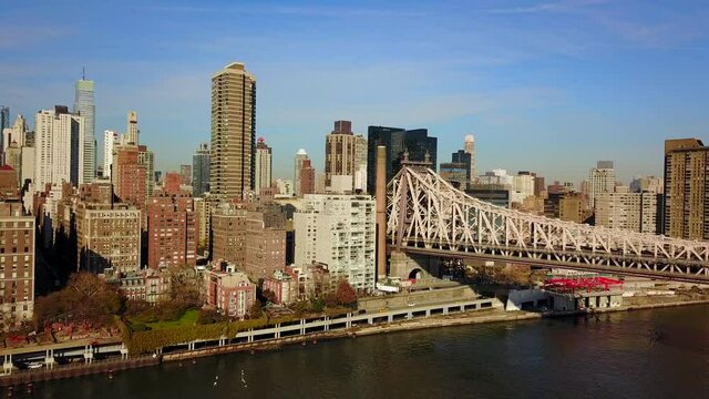 Aerial View Cornell Tech And The Queensboro Ed Koch Bridge